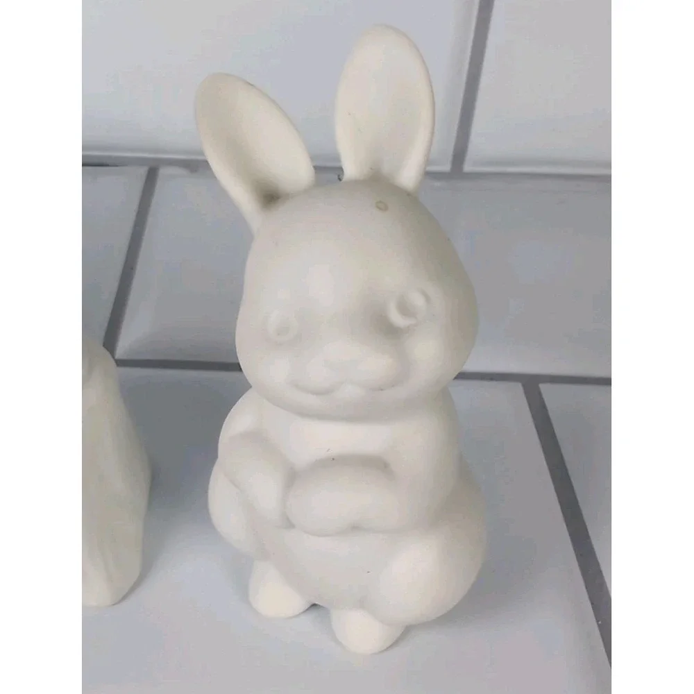 Hallmark Lot Of 3 Vintage Figurines Bunny, Mouse, & Mice Under A Mushroom Bisque